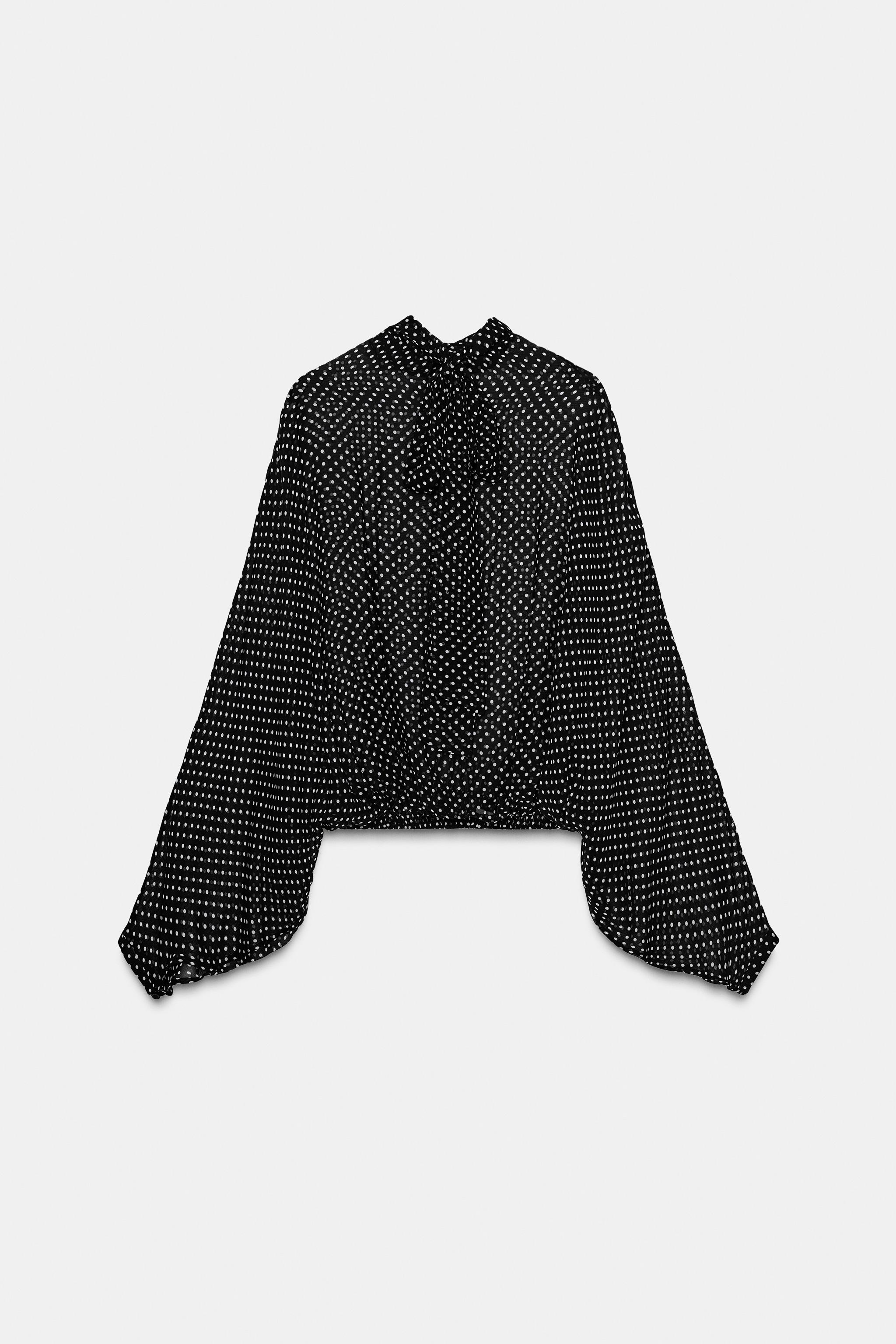 ZW COLLECTION POLKA DOT TIE BLOUSE